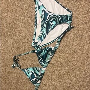 Xhilaration Blue and White Bikini with Swirl Design
